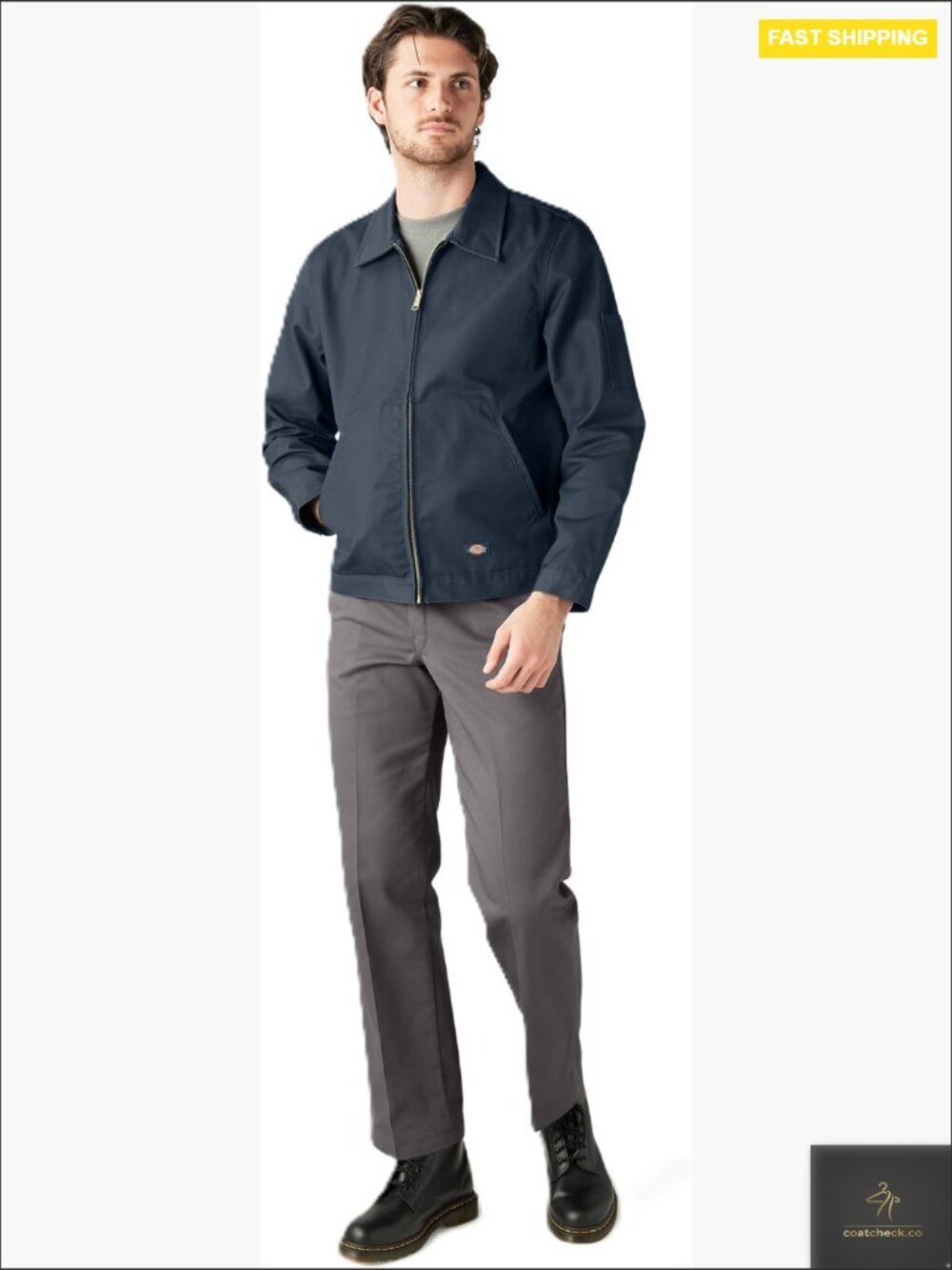 Unlined Eisenhower Jacket Classic Work Utility Cotton Poly Twill Zipper Pockets